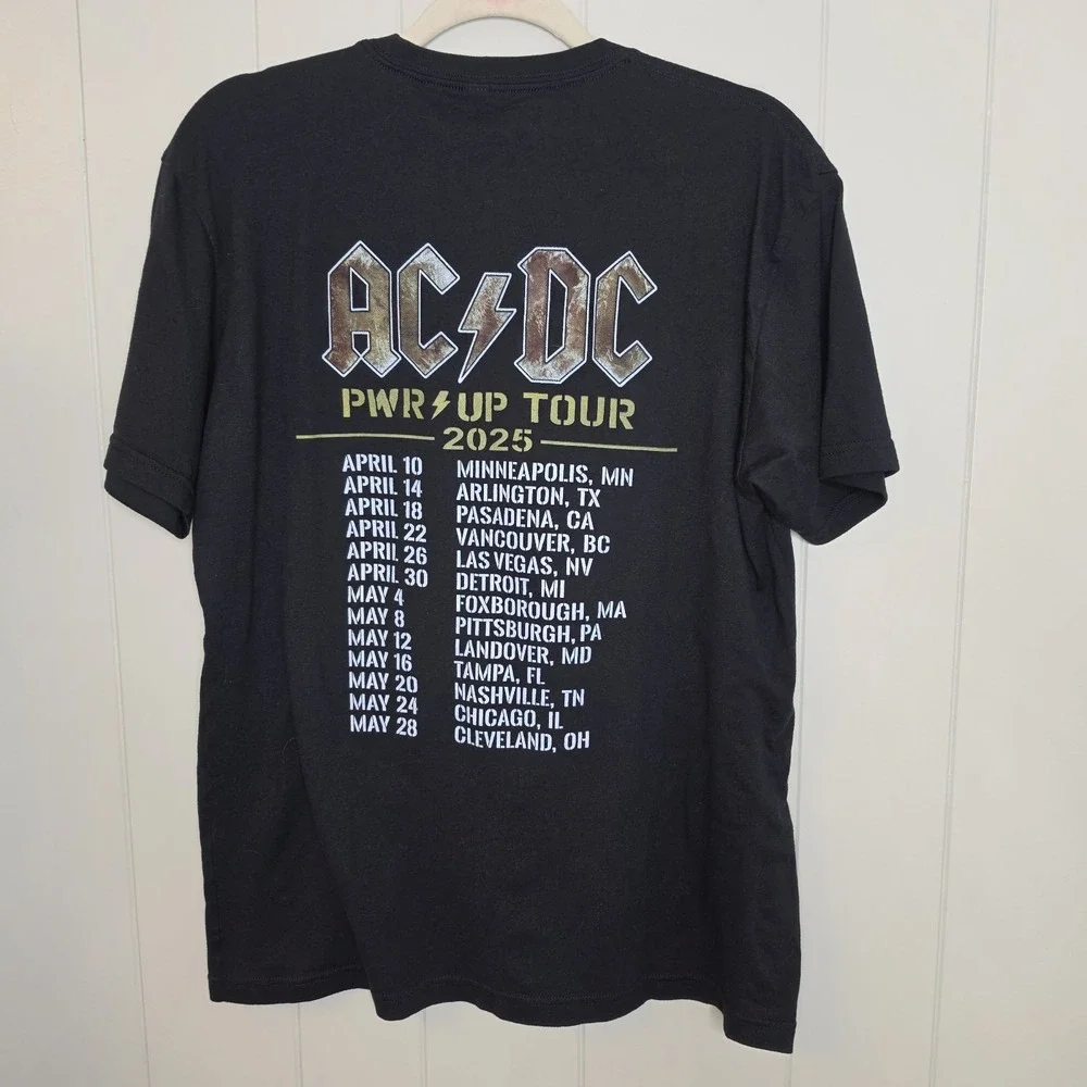 AC/DC 52 Years 1973-2025 Tour T-Shirt Size Large